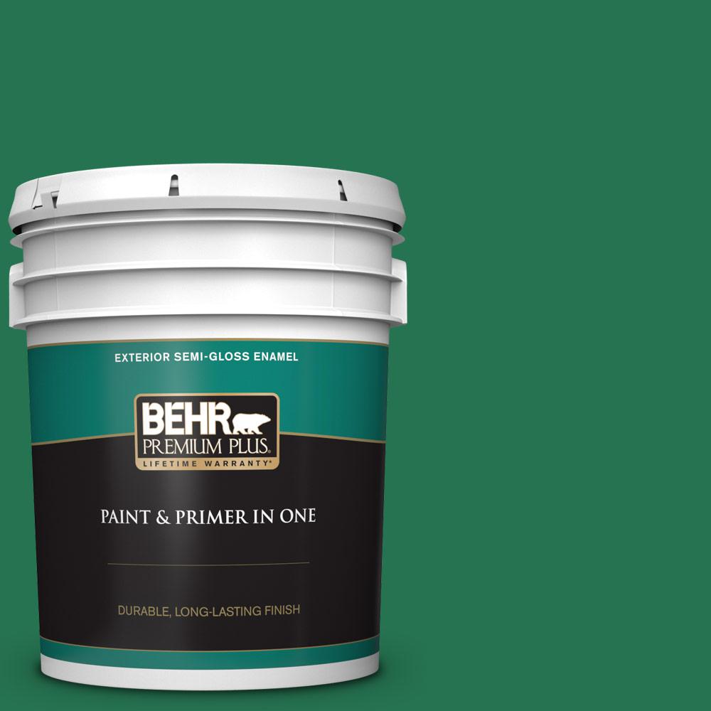 BEHR PREMIUM PLUS 5 gal. P4207 Crown Jewel SemiGloss Enamel Exterior