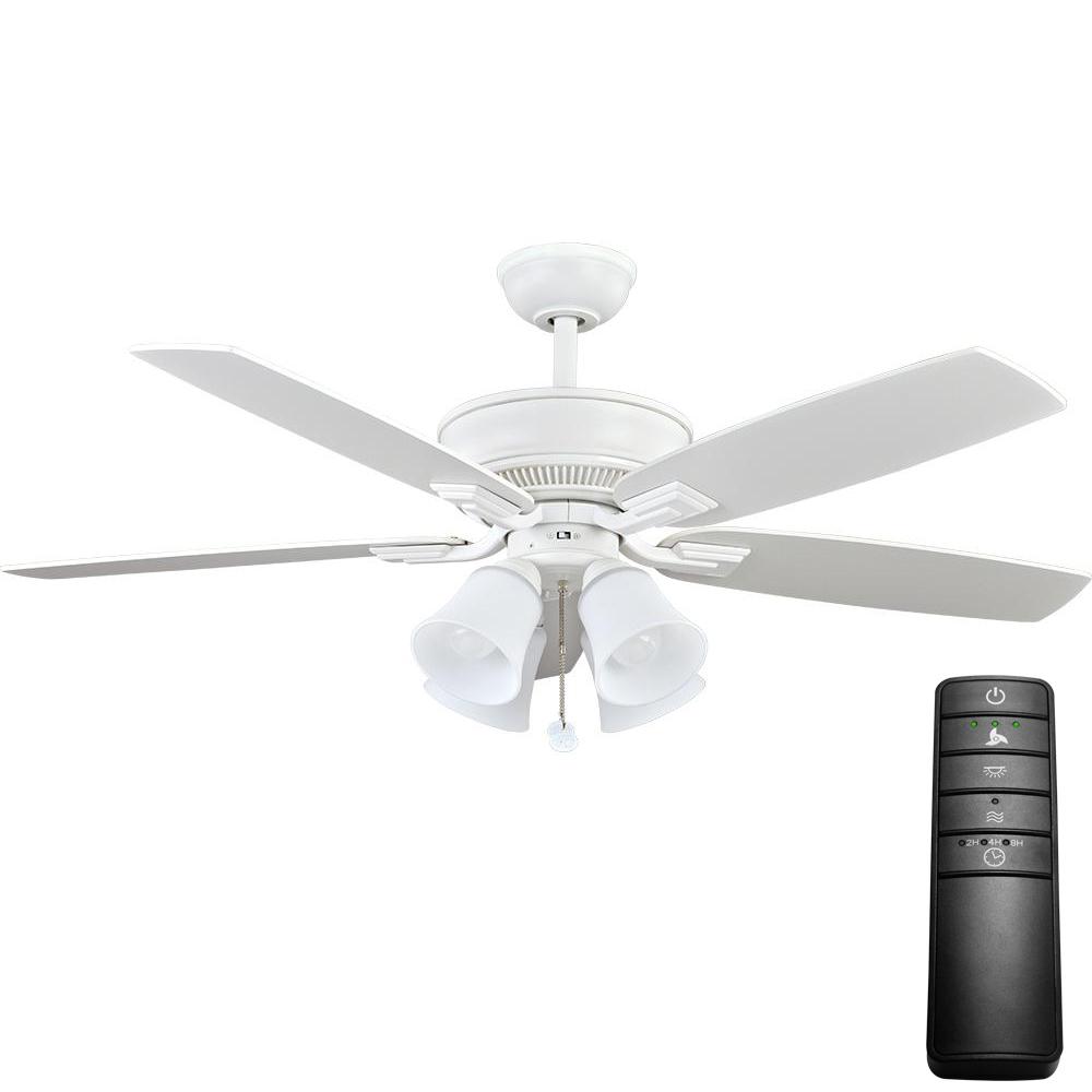 Remote Control Included Cottage Ceiling Fans Lighting The Devron 52 In Led Matte White Ceiling Fan With Light Kit And Remote Control