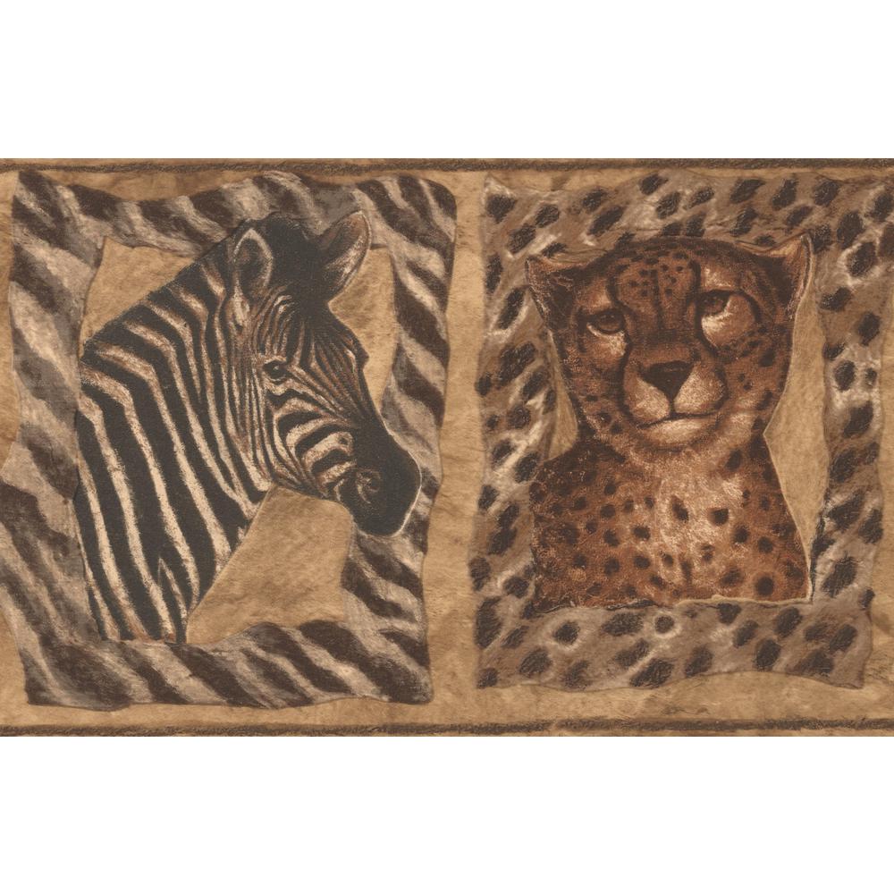 Tiger Zebra Giraffe Pictures On The Brown Wall Animal Prepasted Wallpaper Border