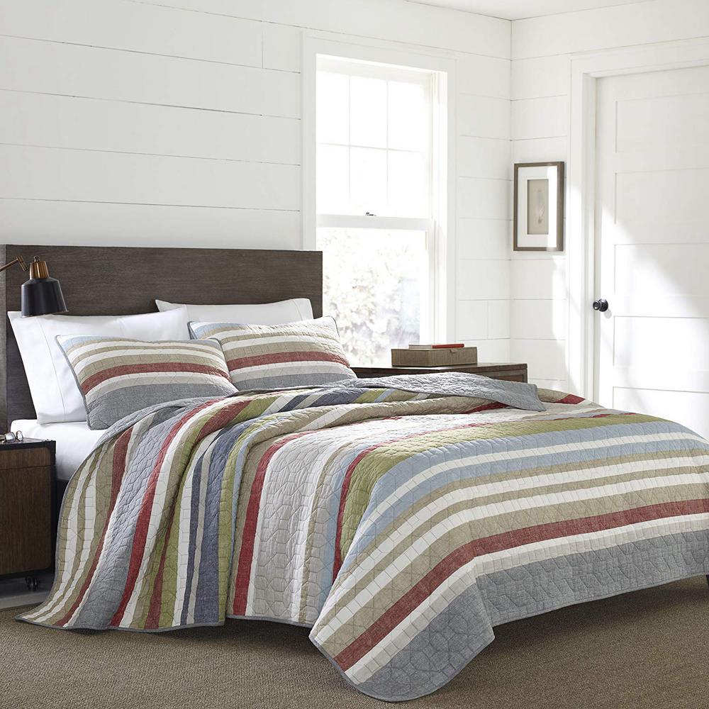 Eddie Bauer Salmon Ladder Multicolored King Quilt Set 3 Piece