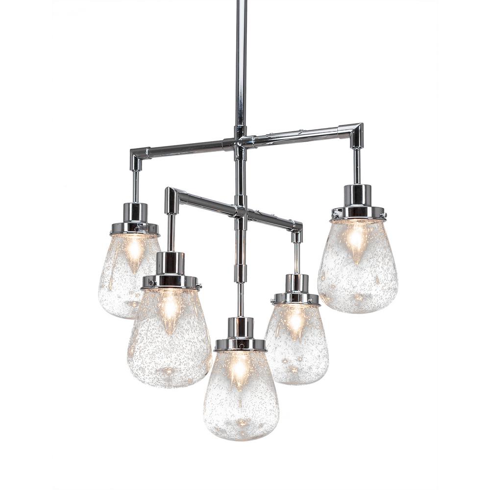 Filament Design 5 Light Chrome Chandelier With In Clear Bubble Filament Design 5 Light Chrome Chandelier With In Clear Bubble Gl