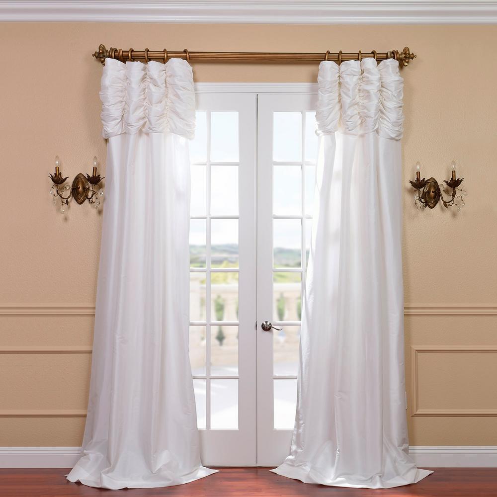 Exclusive Fabrics Furnishings Eggshell White Ruched Faux Solid