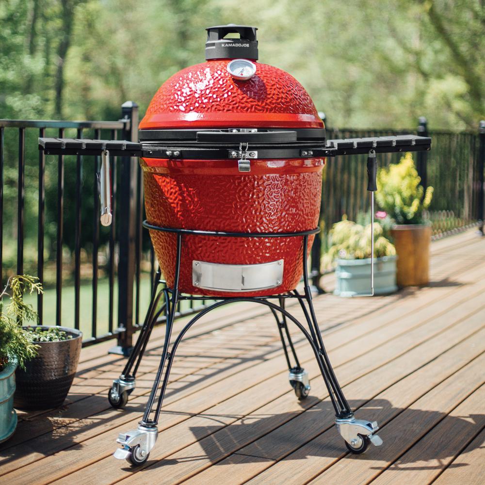 Kamado Joe Classic Ii 18 In Charcoal Grill In Blaze Red Kj23rhc The Home Depot