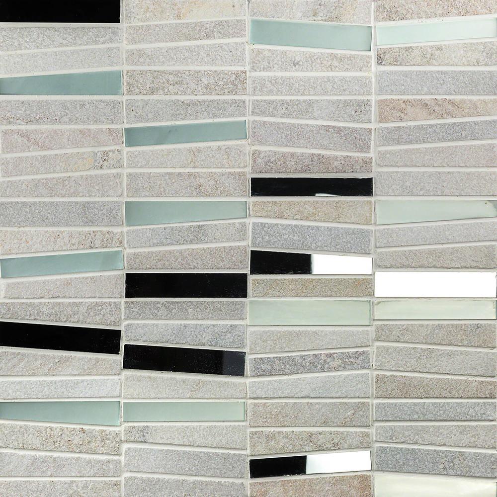 Reflection Tzoid White 11 73 In X 14 29 9 Mm Quartz And Mirror Mosaic Tile
