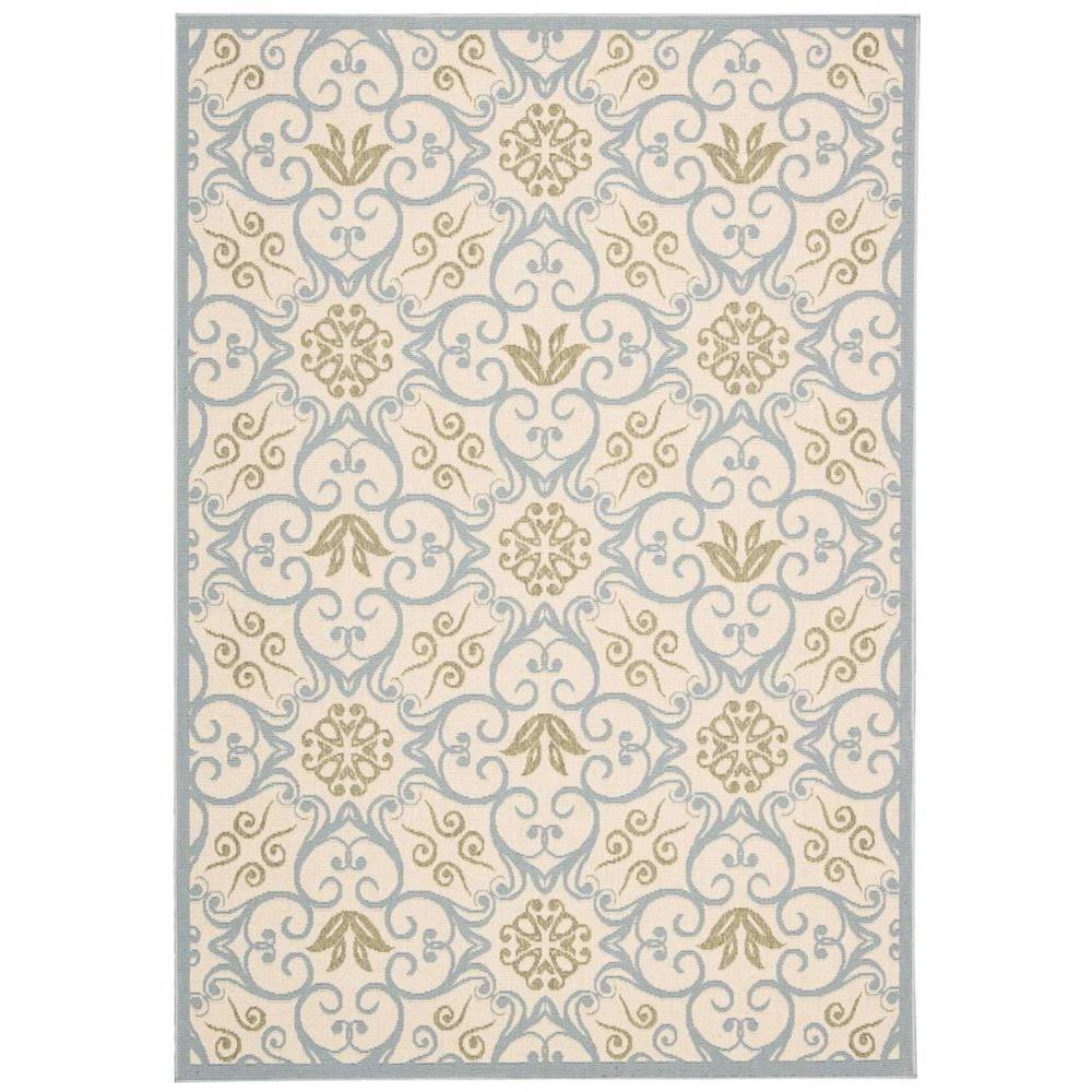 Nourison Caribbean Ivory/Blue 5 ft. 3 in. x 7 ft. 5 in. Indoor/Outdoor