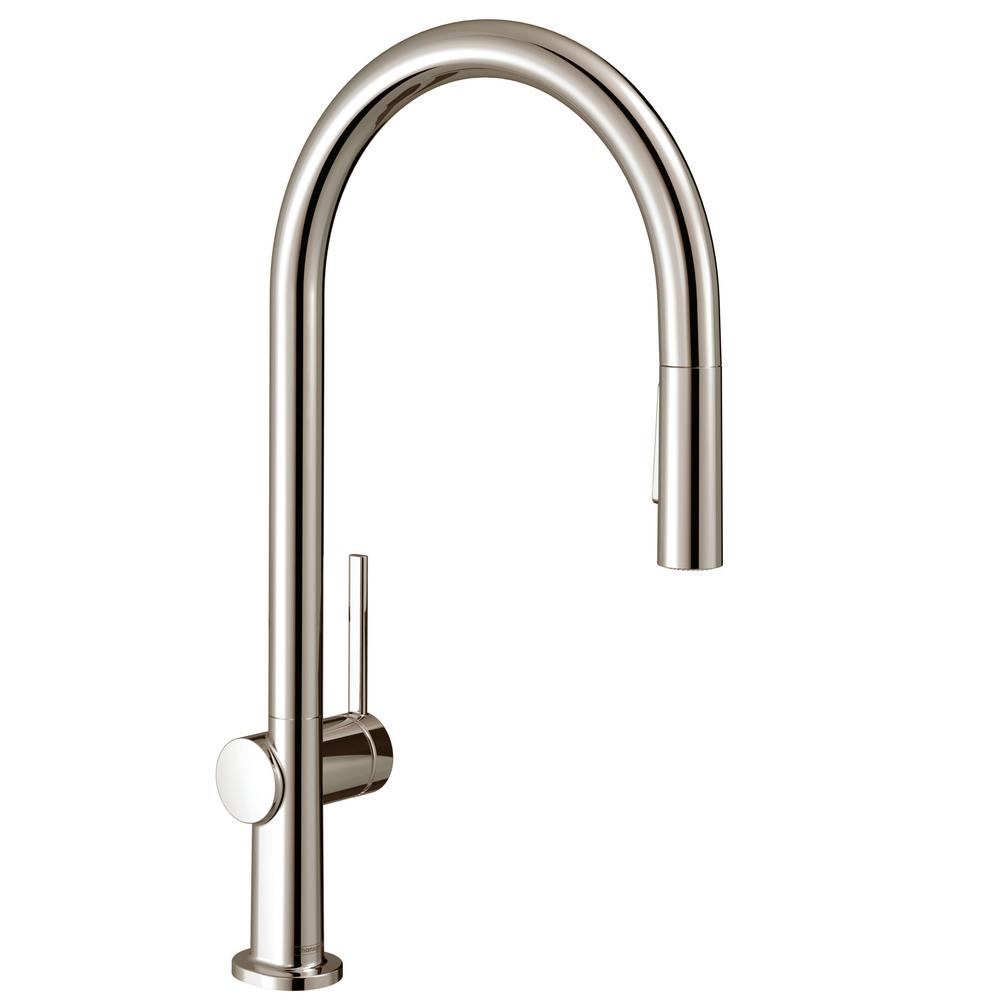 Hansgrohe Talis N Single Handle Pull Down Sprayer Kitchen Faucet With Quickclean In Polished Nickel 72801831 The Home Depot