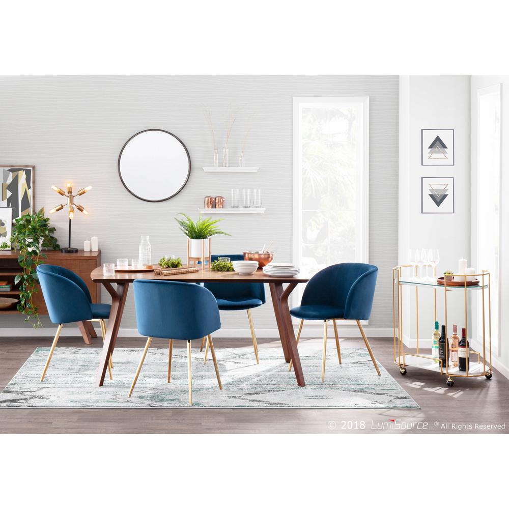 Lumisource Fran Blue Velvet And Gold Chair Set Of 2 Ch