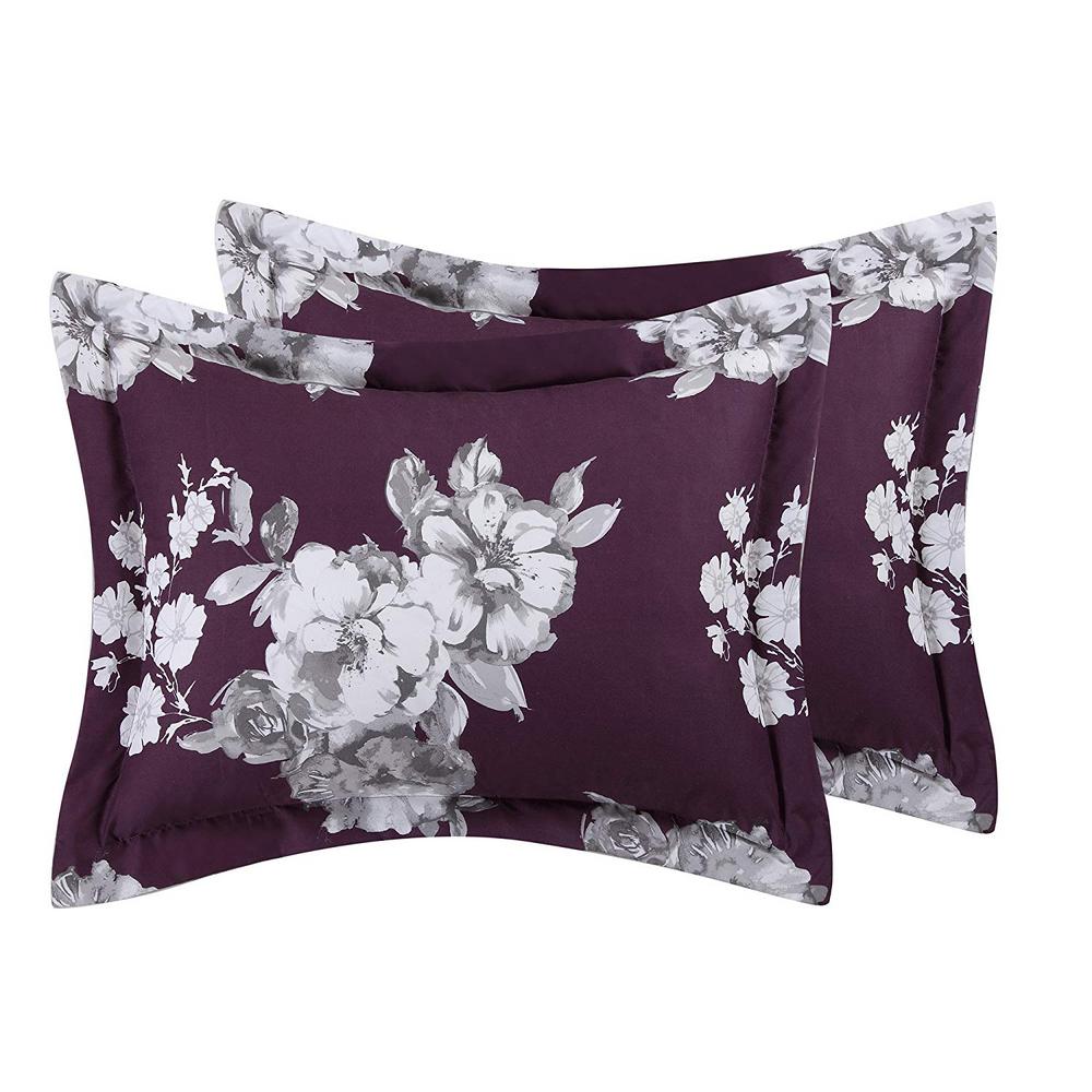 Style 212 Peony 12 Piece Purple Floral King Comforter Set