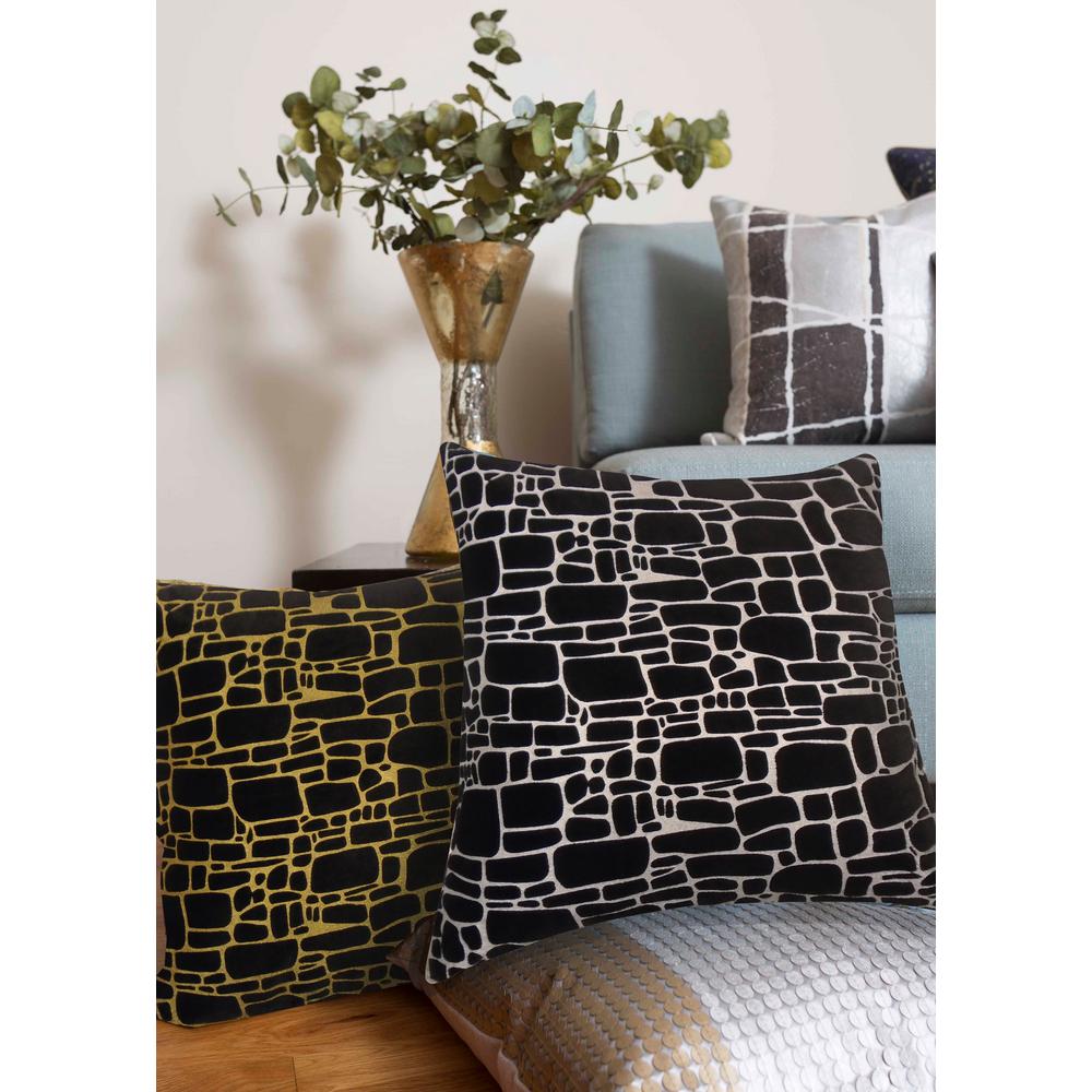 Precious Metals Supernova Black/Gold Polyester Indoor Decorative Pillow