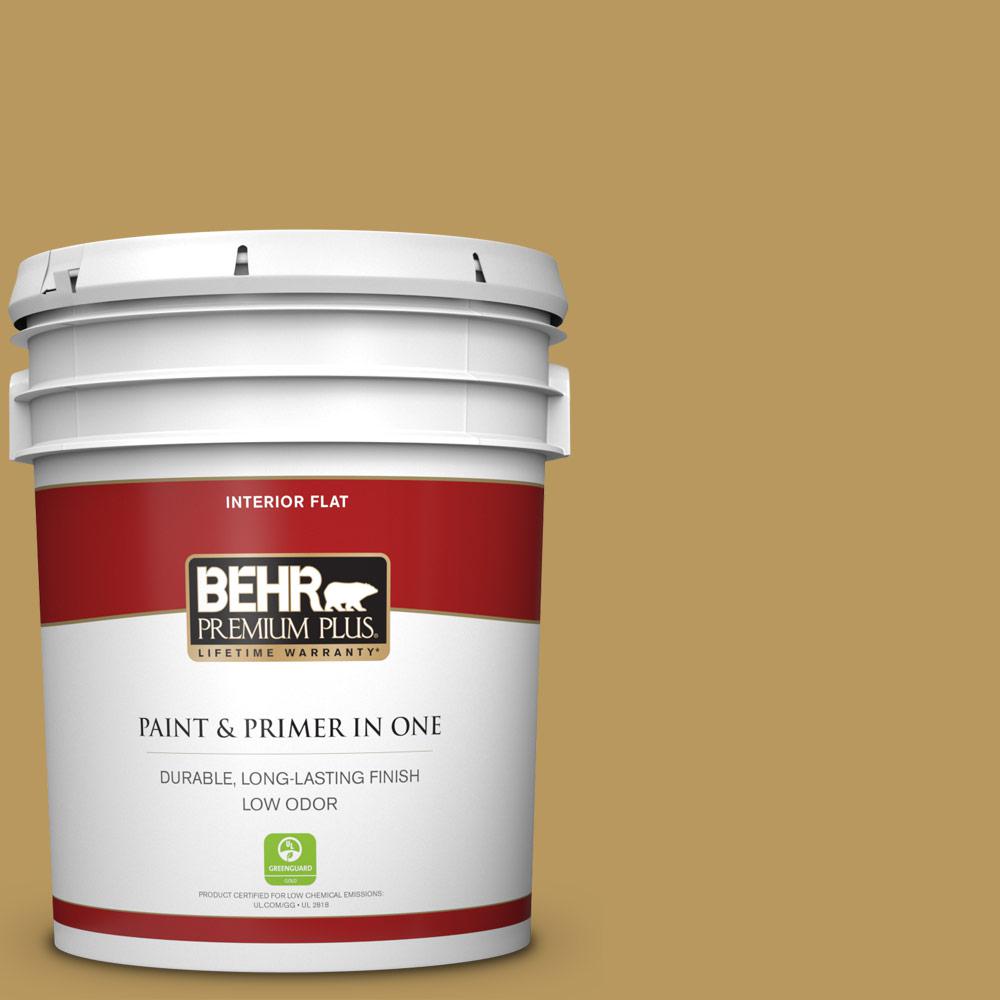 BEHR PREMIUM PLUS 5 gal. 330F5 Golden Bear Flat Low Odor Interior