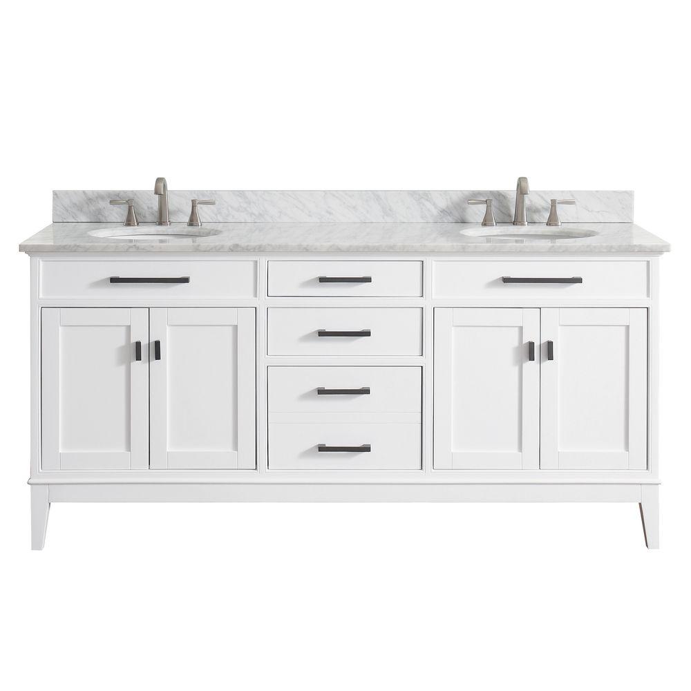 Avanity Madison 73 In W X 22 D 35 H Vanity White With Avanity Madison 73 In W X 22 D 35 H