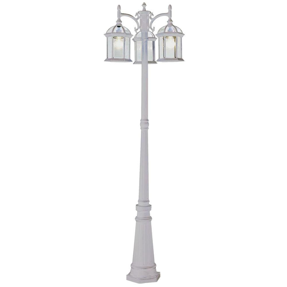 White Line Voltage Post Lighting Outdoor The Home Depot Cabernet Collection 3 Light White Outdoor Pole Lantern