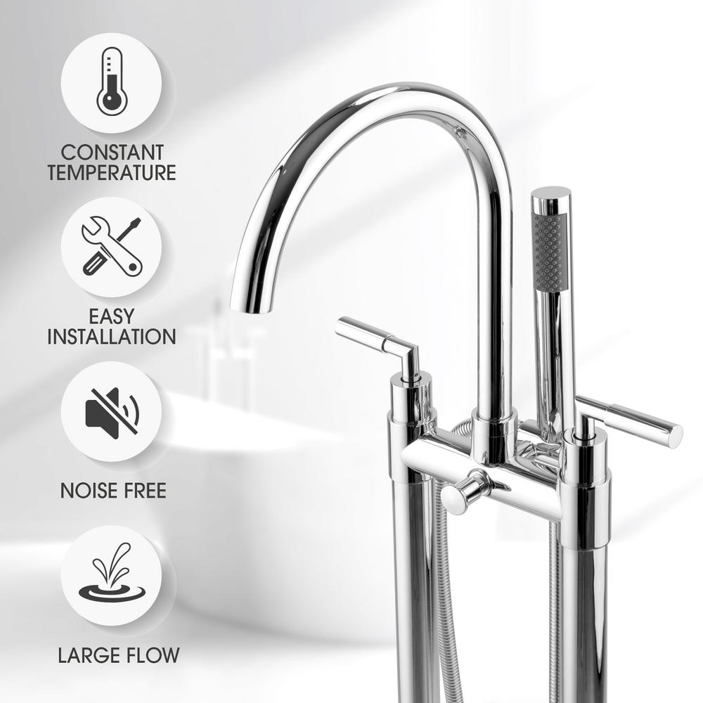 Akdy 2 Handle Freestanding Floor Mount Roman Tub Faucet Bathtub
