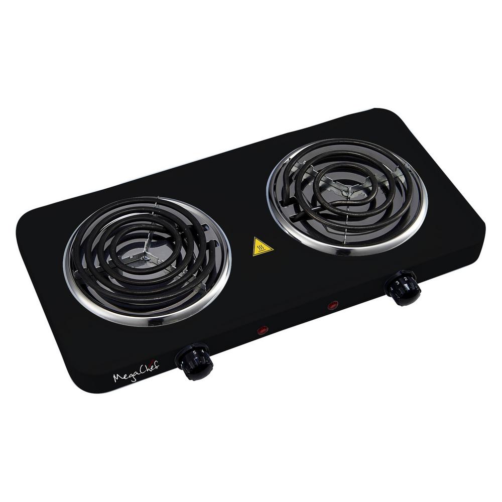 Megachef Portable 2 Burner 5 5 In Matte Black Hot Plate With