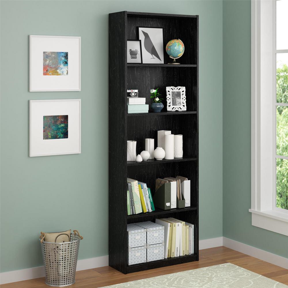 corner book shelf black