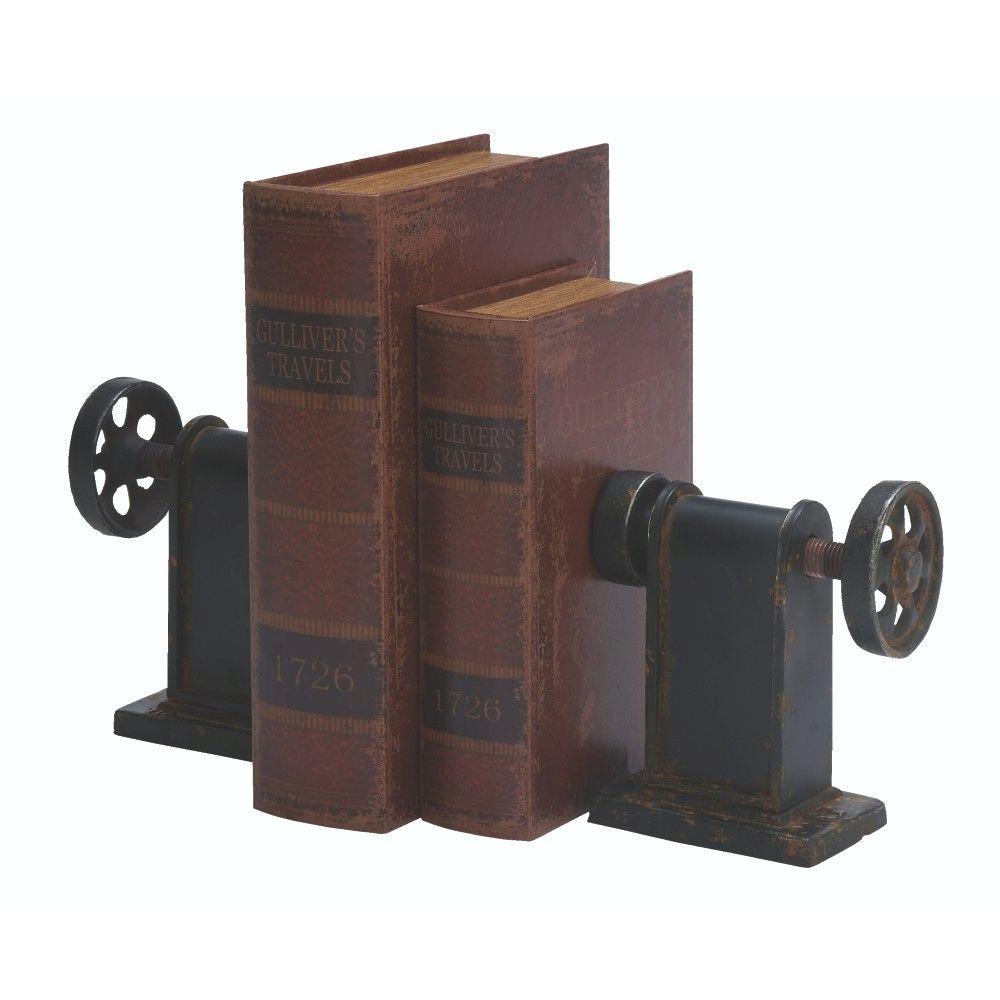 Industrial Rustic Black Bookend (Set of 2)80973 The Home Depot