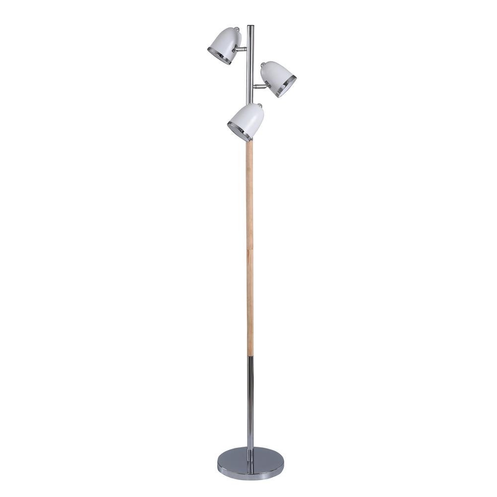 Stylecraft 64 In Silver Floor Lamp With White Metal Shade