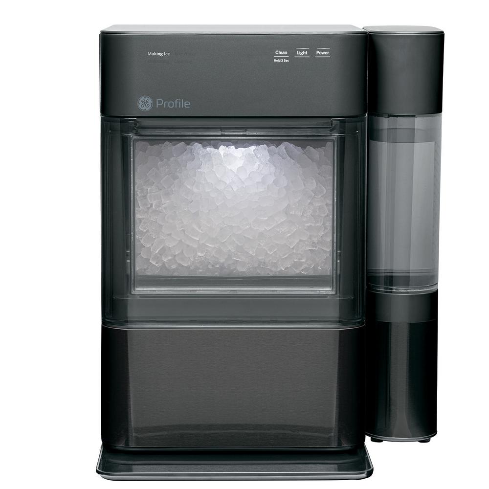 GE Profile - Opal 2.0 24-lb. Portable Ice maker with Nugget Ice Production, Side Tank, and Built-in WiFi - Black stainless steel