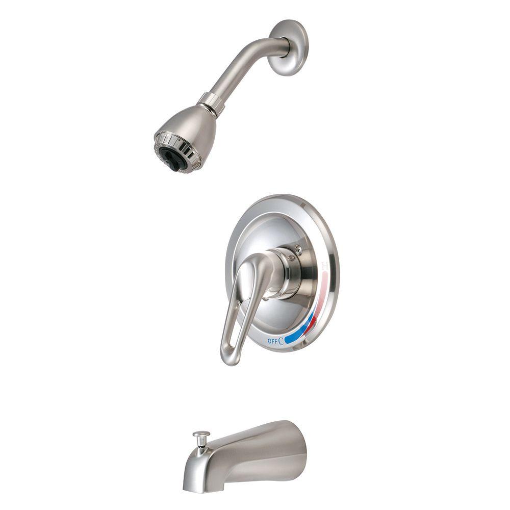 Kingston Brass Single-Handle 1-Spray Tub and Shower Faucet in Satin ...