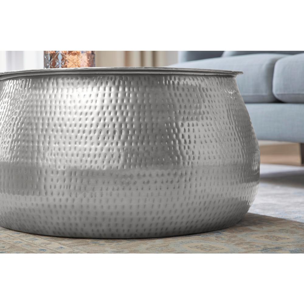 Home Decorators Collection Calluna 31 In Silver Medium Round Metal Coffee Table With Lift Top Dc14 8445 The Home Depot