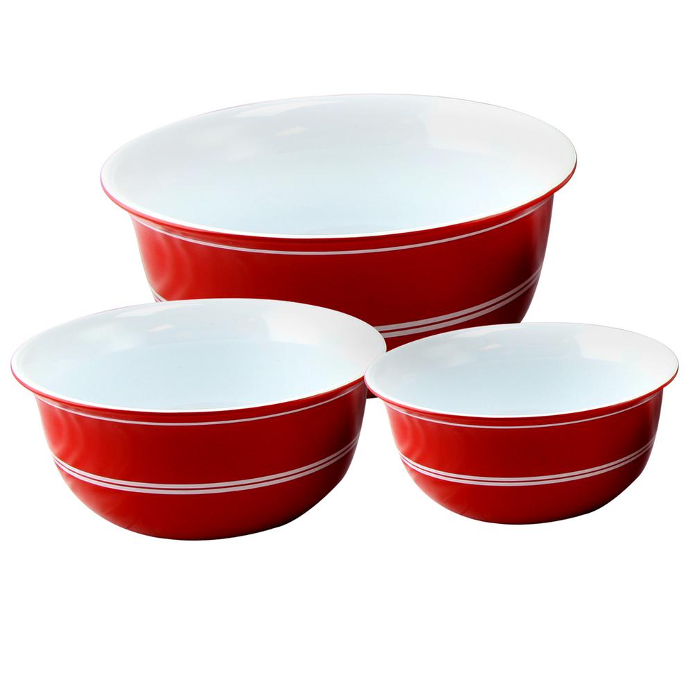 Microwave Safe Mixing Bowls Kitchen Gadgets Tools The Home Depot Bistro Edge 3 Piece Red Banded Mixing Bowl Set