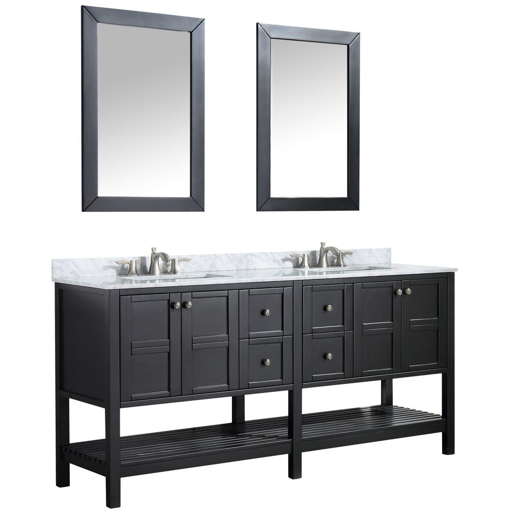 72 Inch Vanities Black Bathroom Bath The Home Depot H Bath Vanity In Black With Marble