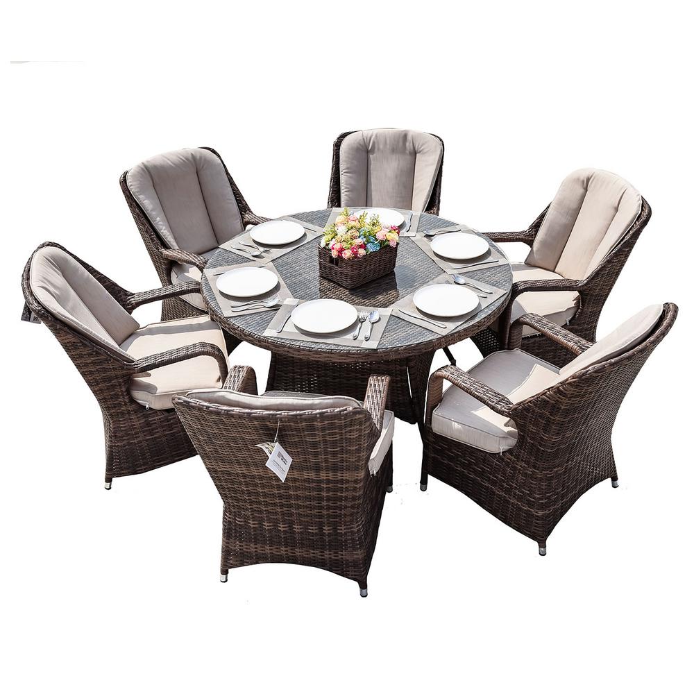 7 Piece Round Outdoor Dining Set Home styles stone harbor 7-piece round