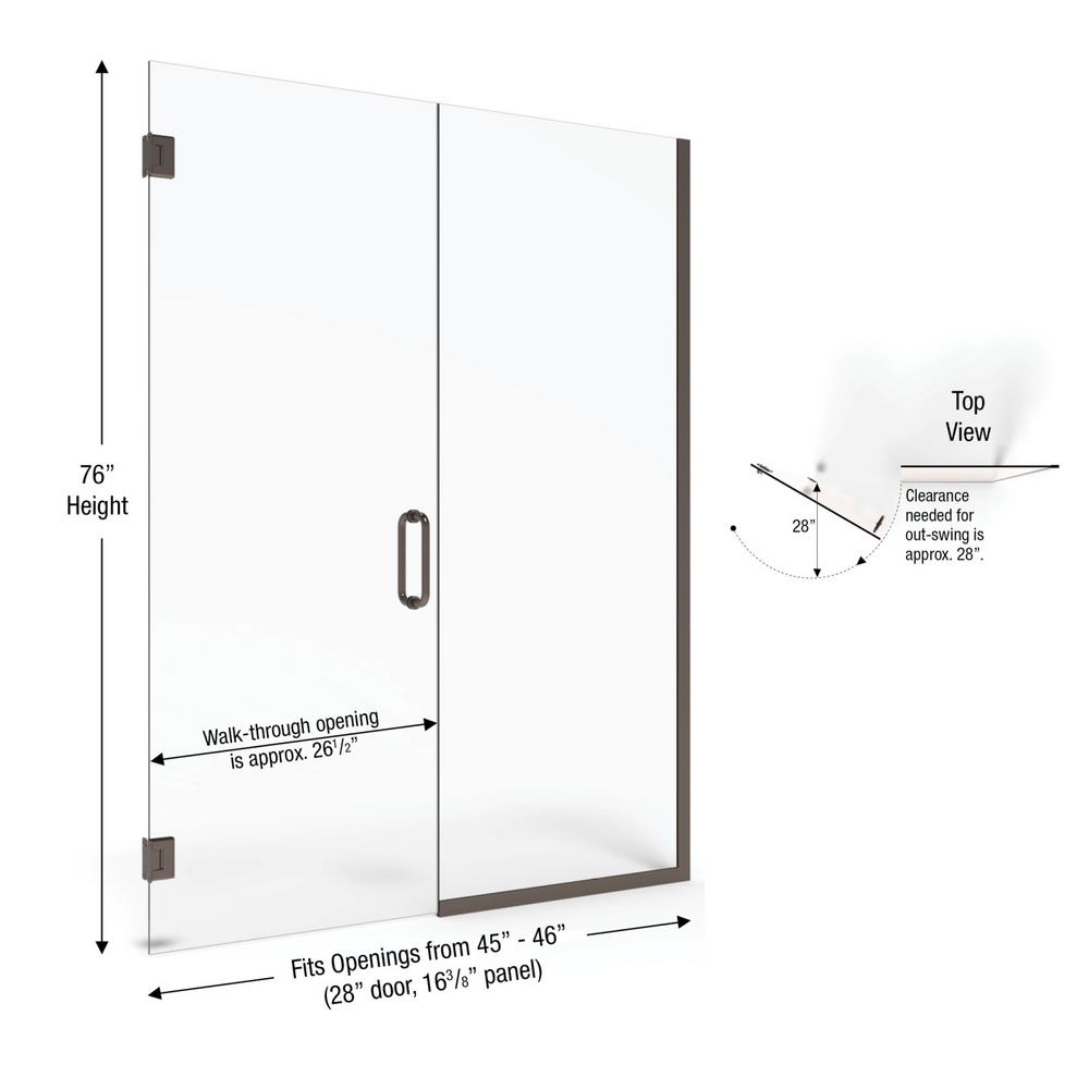 Basco Celesta 46 In X 76 In Semi Frameless Pivot Shower Door In Oil Rubbed Bronze With Handle