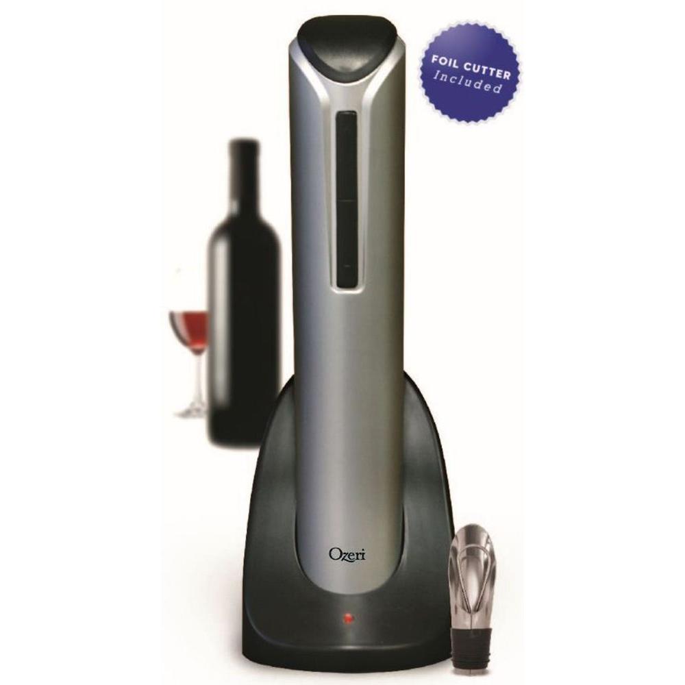 Ozeri Pro Electric Wine Bottle Opener with Wine Pourer, Stopper, Foil Cutter and Elegant
