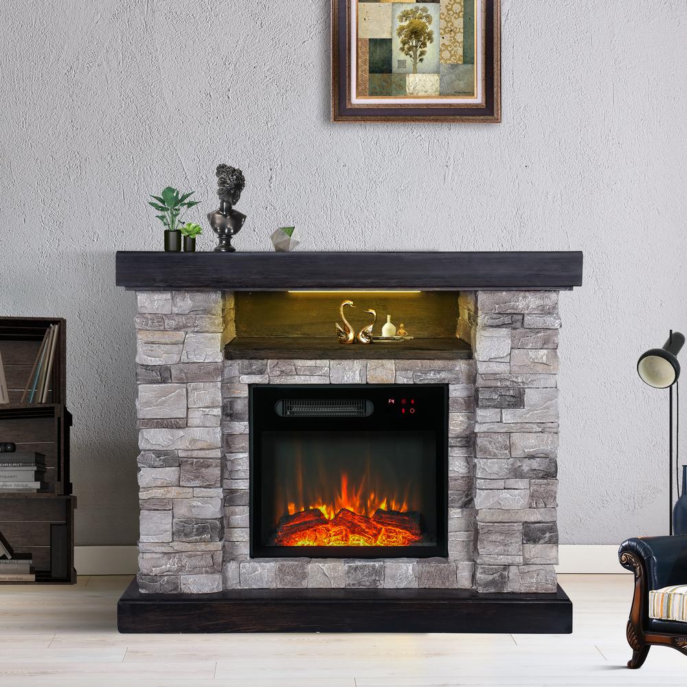 Unbranded 40 in. Freestanding Electric Fireplace in GrayFFP20163 The