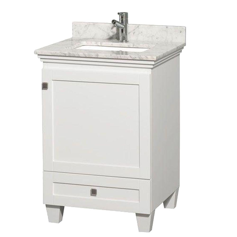 Wyndham Collection Acclaim 24 in. Vanity in White with Marble Vanity