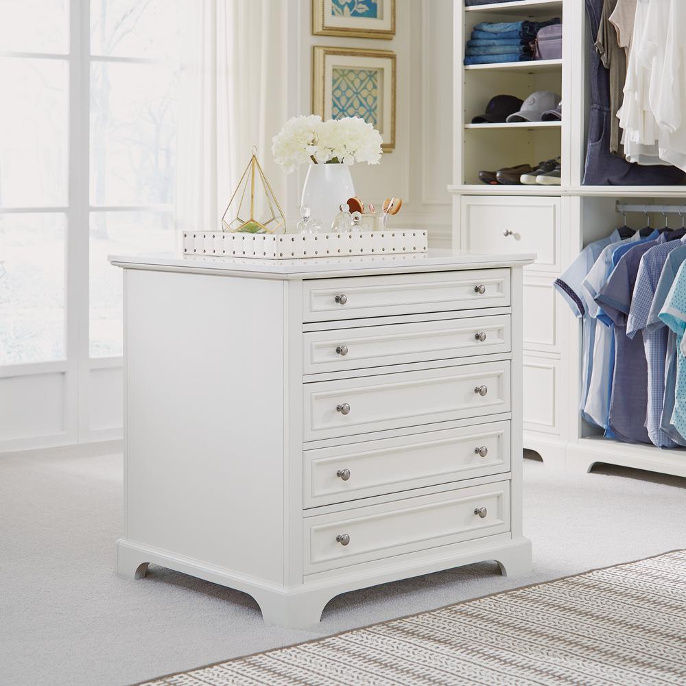 Homestyles Naples 5 Drawer White Closet Island 5530 92 The Home