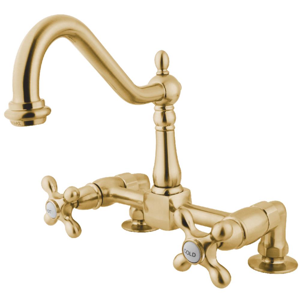 Polished Brass Kitchen Faucets Kitchen The Home Depot   Polished Brass Kingston Brass Basic Kitchen Faucets Hks1142ax 64 400 