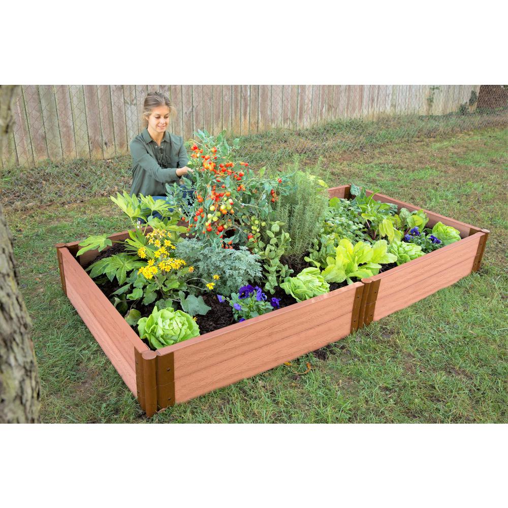 Frame It All Two Inch Series 4 Ft X 8 Ft X 11 In Classic Sienna Composite Raised Garden Bed Kit 300001091 The Home Depot