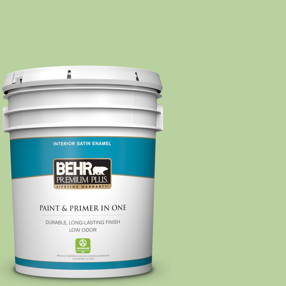 BEHR PREMIUM PLUS 5 Gal P380 4 Four Leaf Clover Satin Enamel Low Odor 