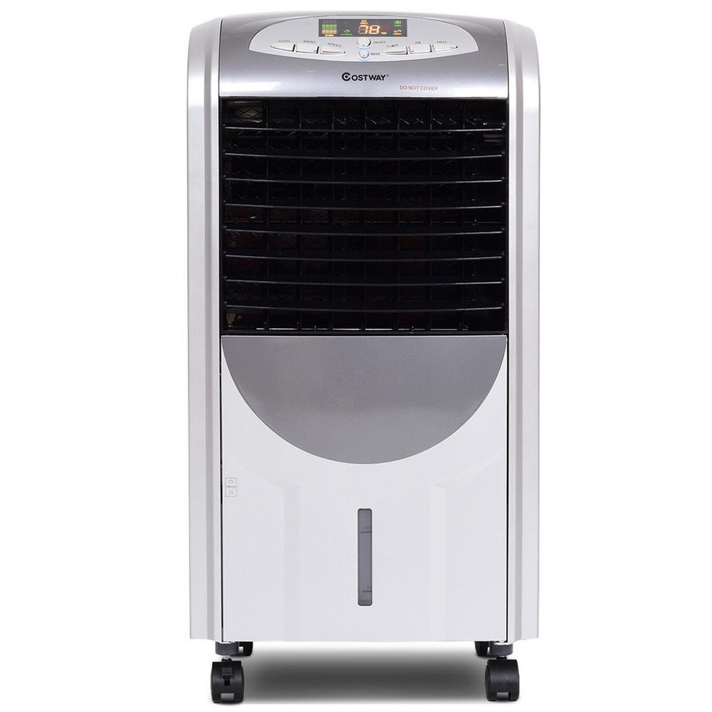 Mobile Air Cooler with Wheels Home Portable Evaporative Cooling Fan 3 Speed 4L Large-capacity Water Tank 4 Ice Crystal Box 1 Piece, White
