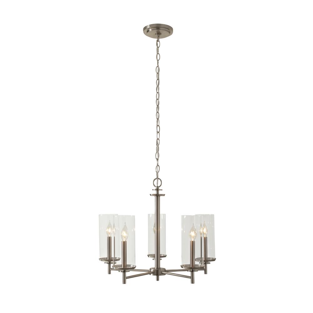 Hampton Bay 5 Light Brushed Nickel Chandelier With Clear Glass