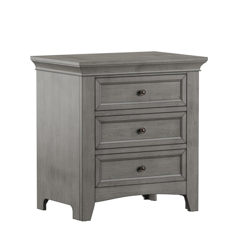 HomeSullivan 3Drawer Antique Grey Nightstand with 2Modular Storage