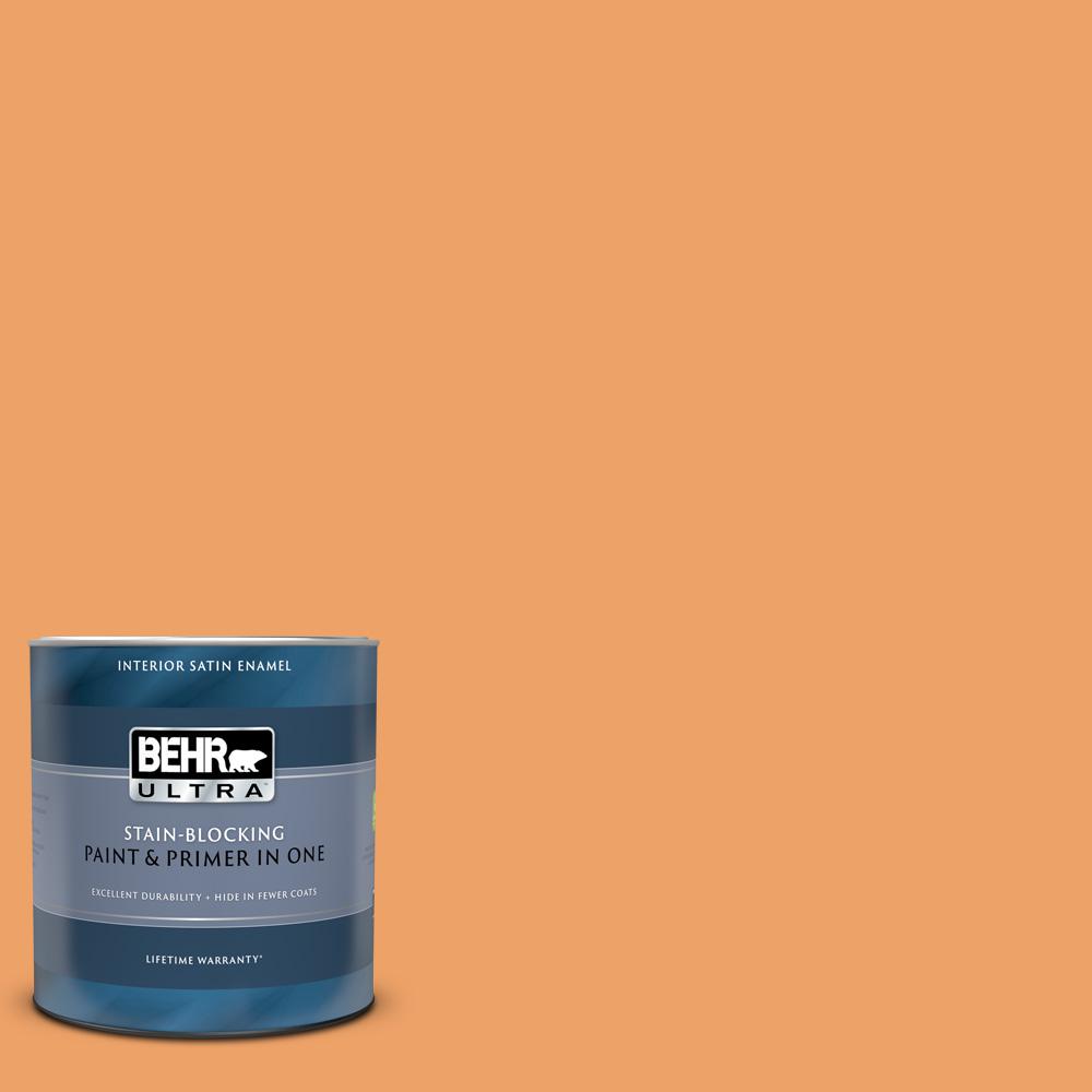 BEHR ULTRA 1 qt. #270D-5 Adventure Orange Satin Enamel Interior Paint