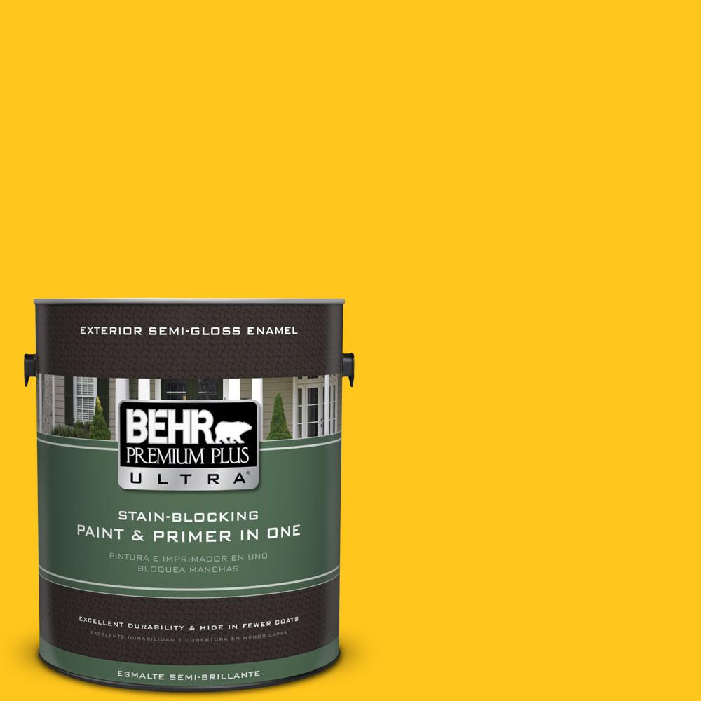 BEHR Premium Plus Ultra 1gal. P3007 Unmellow Yellow SemiGloss