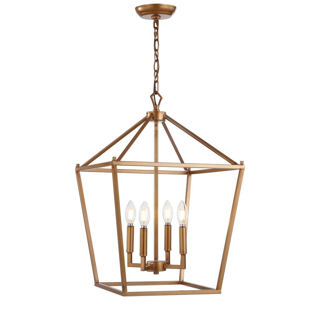 Jonathan Y Paa 16 In 4 Bulb Antique Gold Lantern Metal Led 4 Bulb Antique Gold Lantern Metal Led Pendant