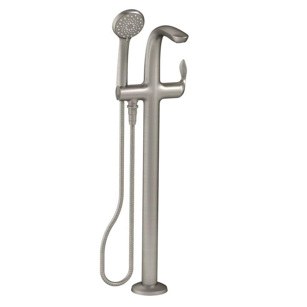 Kohler Refinia Single Handle Claw Foot Tub Faucet Floor Mount Bath Filler With Hand Shower In Vibrant Brushed Nickel