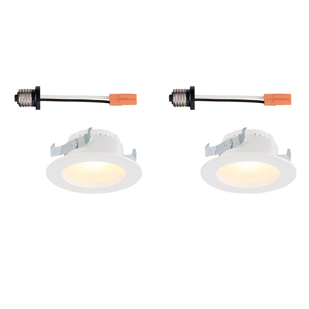 Commercial Electric 4 In White Integrated Led Recessed Can Light Trim 2 Pack Cer4730nwh27 2 The Home Depot