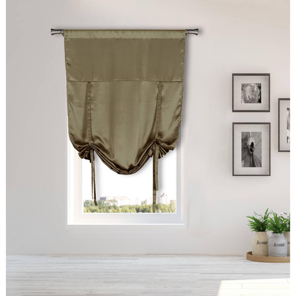 BLACKOUT 365 Irene Taupe Tie-up Room Darkening Curtain - 38 in. W x 63 ...