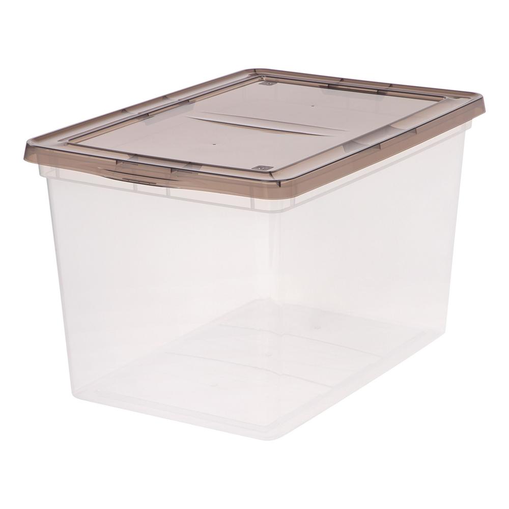 Iris 68 Qt Storage Box In Clear With Gray Lid 6 Pack