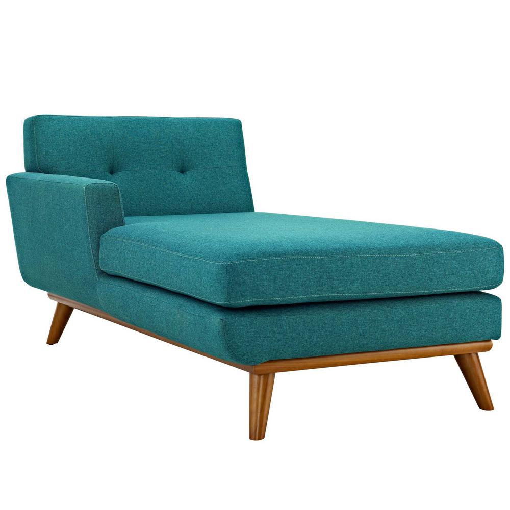 Chaise Lounge Chairs Living Room Furniture The Home Depot Engage Teal Left Facing Upholstered Fabric Chaise