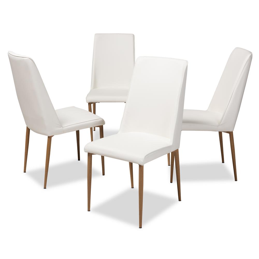 Baxton Studio Chandelle White Faux Leather Upholstered Dining Chair Baxton Studio Chandelle White Faux Leather Upholstered Dining Chair Set Of 4