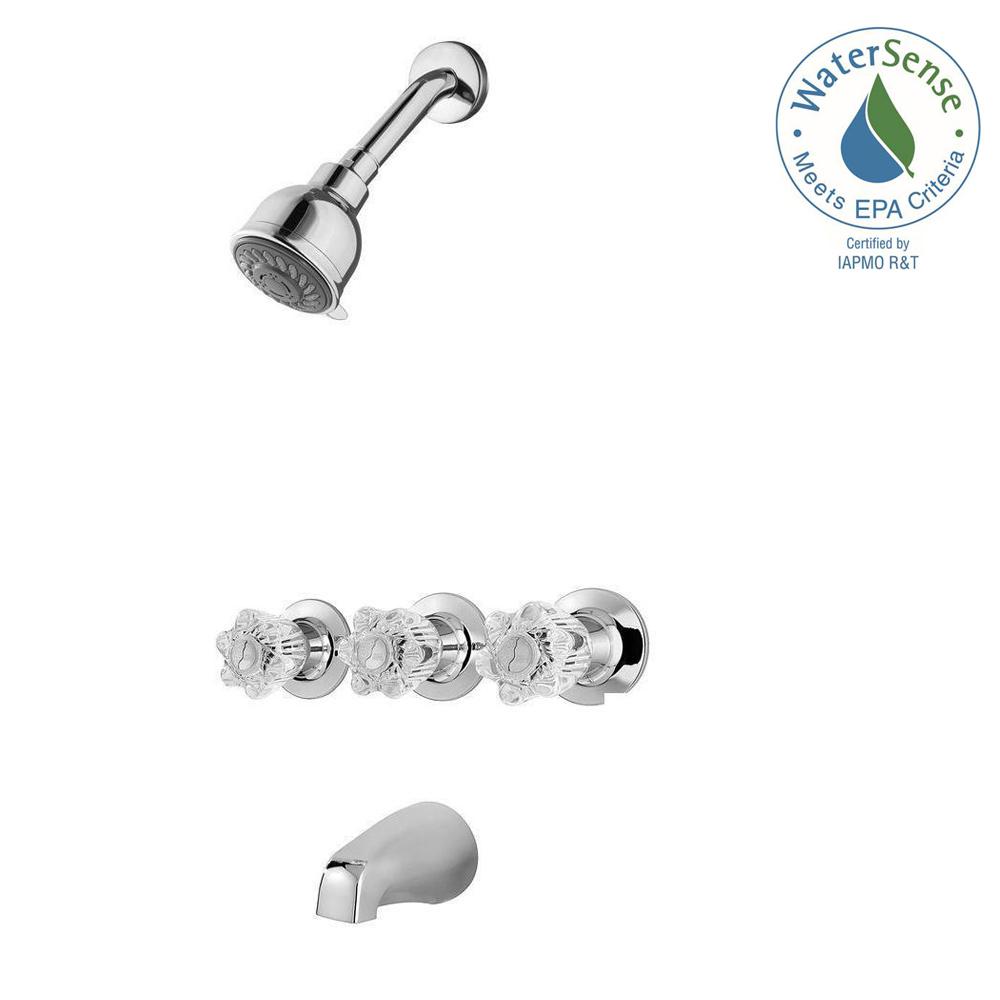 Pfister Bedford 3 Handle 3 Spray Tub And Shower Faucet In Polished