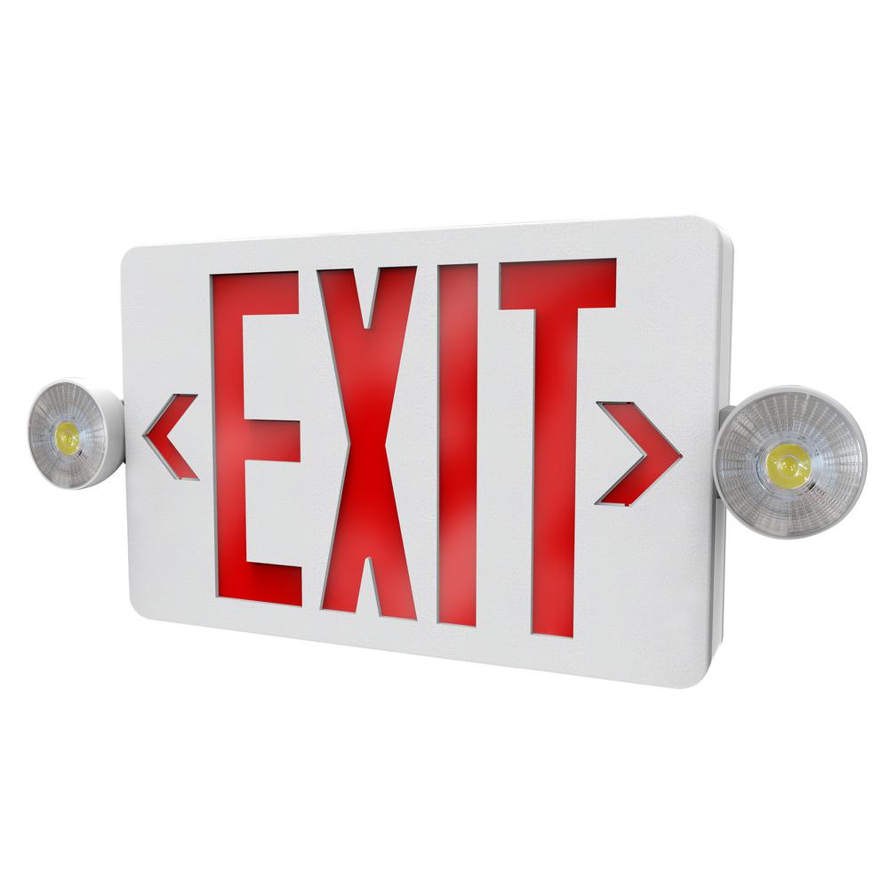 Thermoplastic Combination Exit Sign With Emergency Lights | Shelly Lighting