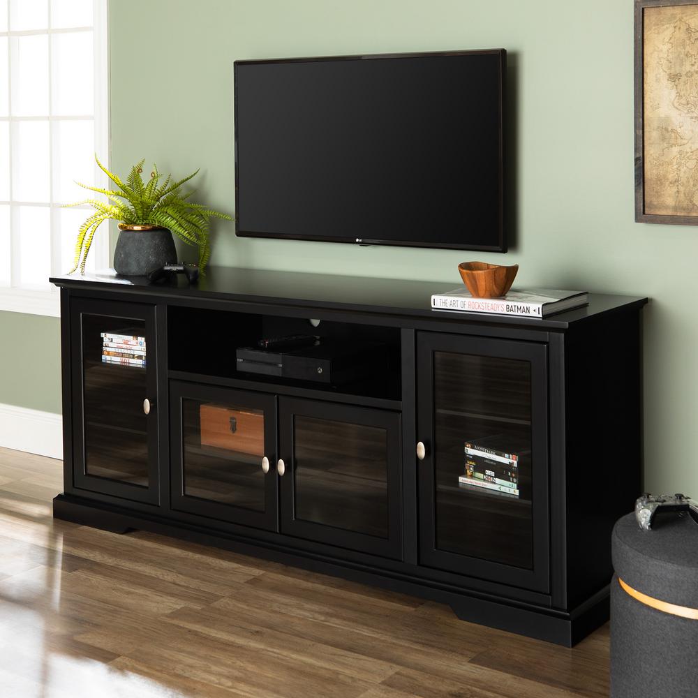 Walker Edison Furniture Company Highboy 70 in. Black Composite TV Stand